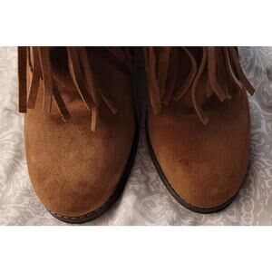 Sbicca Fringe Brown Leather Women's Sound Booties Vintage Collection Size 7.5